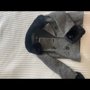 Reformation XS Wool Jacket with Faux Fur Trim